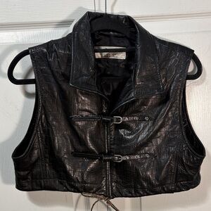 Vintage leather Croc-Embossed Women's Vest